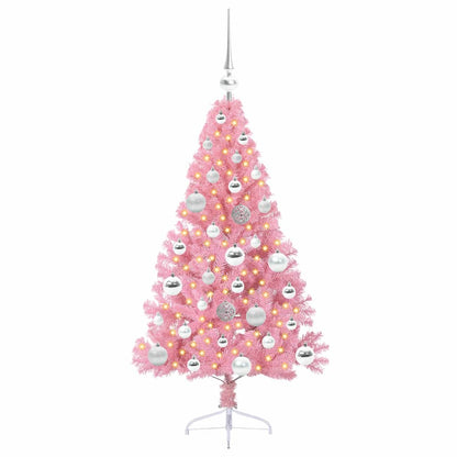 Albero di Natale artificiale con luci integrate Rosa 120 cm PVC