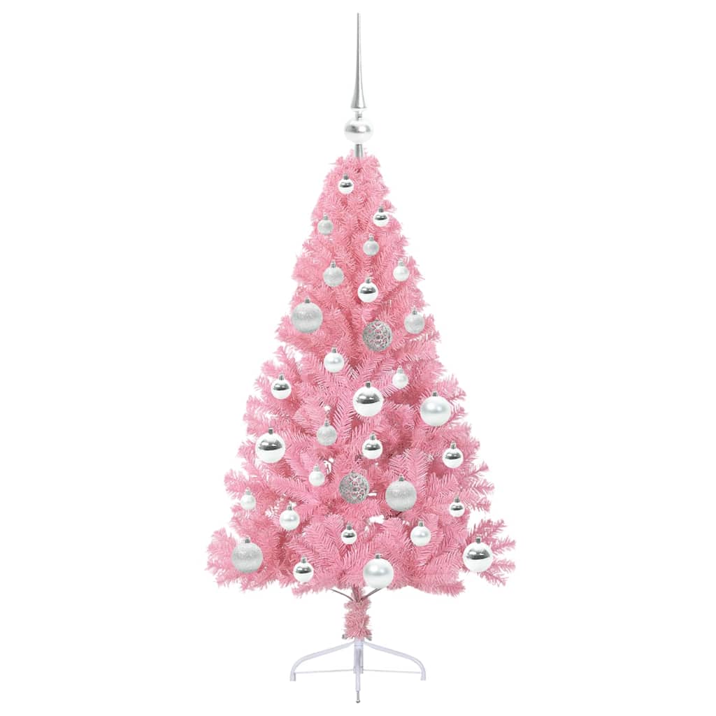 Albero di Natale artificiale con luci integrate Rosa 120 cm PVC