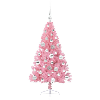Albero di Natale artificiale con luci integrate Rosa 120 cm PVC