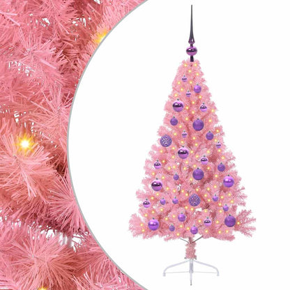 Albero di Natale artificiale con luci integrate Rosa 120 cm PVC