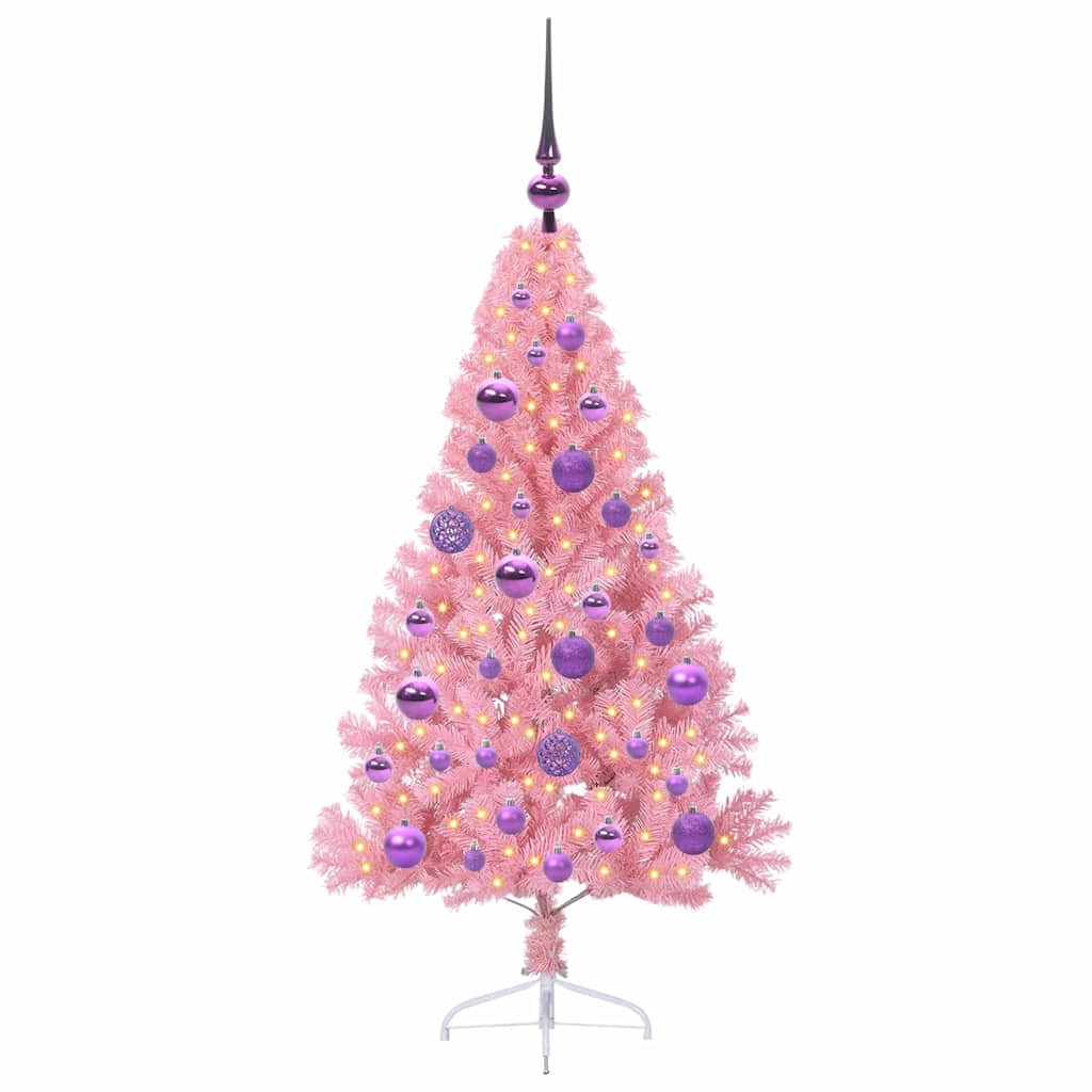 Albero di Natale artificiale con luci integrate Rosa 120 cm PVC