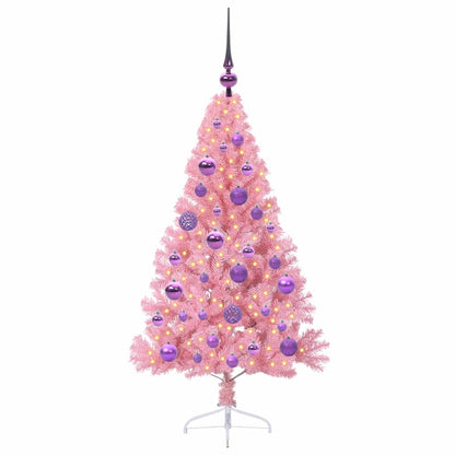 Albero di Natale artificiale con luci integrate Rosa 120 cm PVC