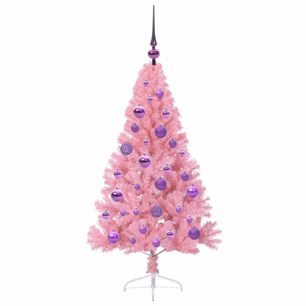 Albero di Natale artificiale con luci integrate Rosa 120 cm PVC