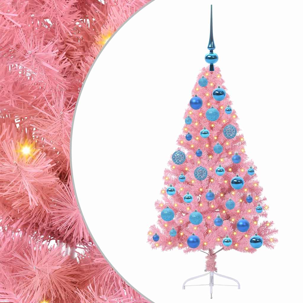 Albero di Natale artificiale con luci integrate Rosa 120 cm PVC