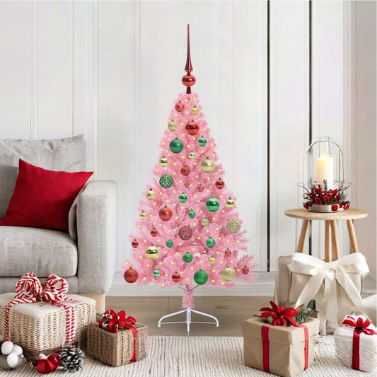 Albero di Natale artificiale con luci integrate Rosa 120 cm PVC
