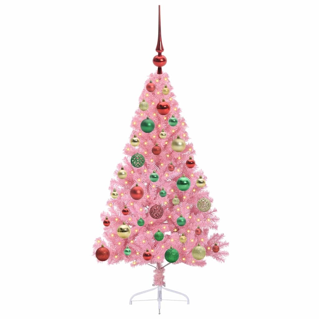 Albero di Natale artificiale con luci integrate Rosa 120 cm PVC