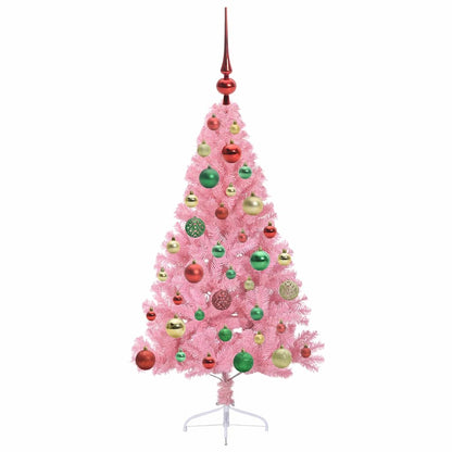Albero di Natale artificiale con luci integrate Rosa 120 cm PVC