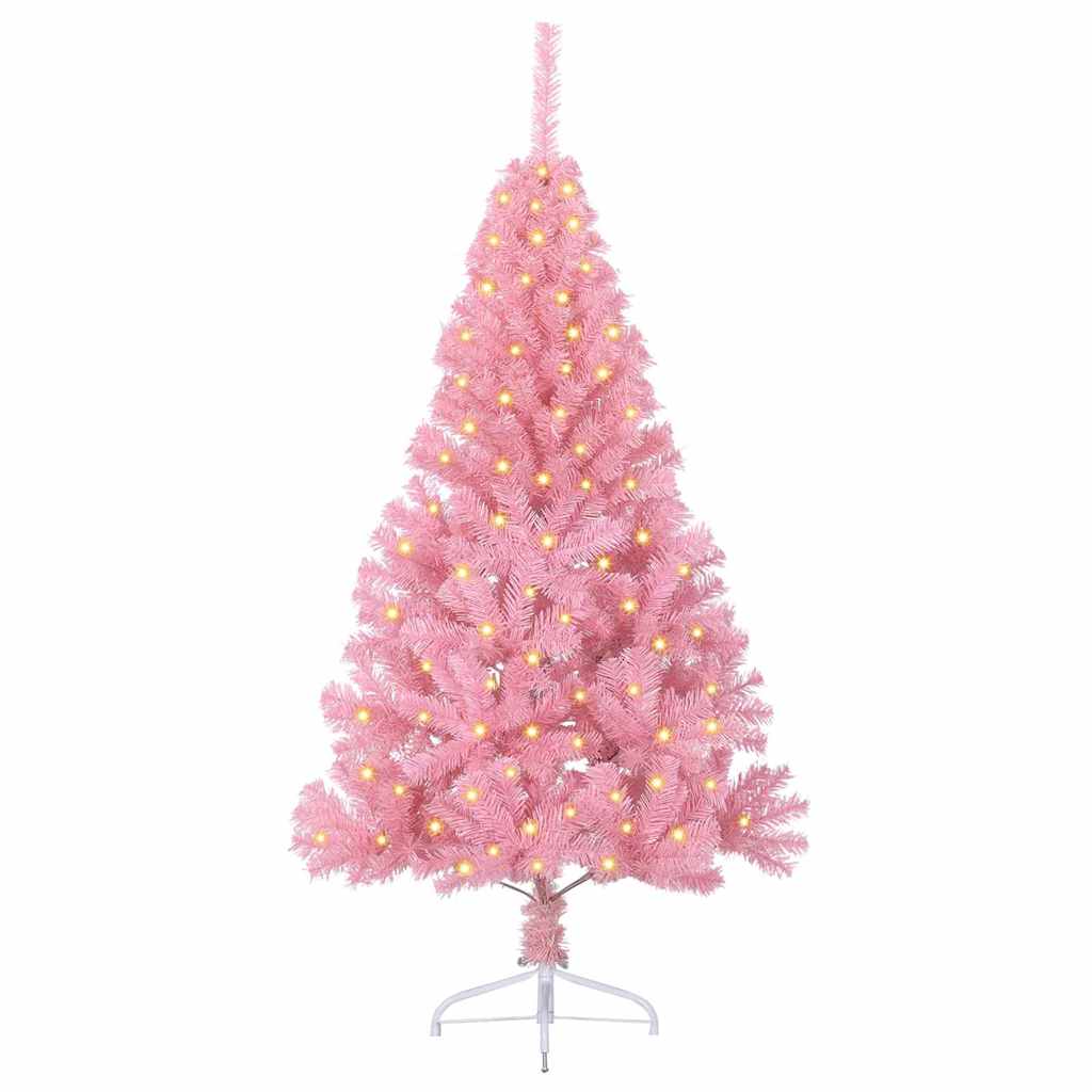 Albero di Natale artificiale con luci integrate Rosa 150 cm PVC