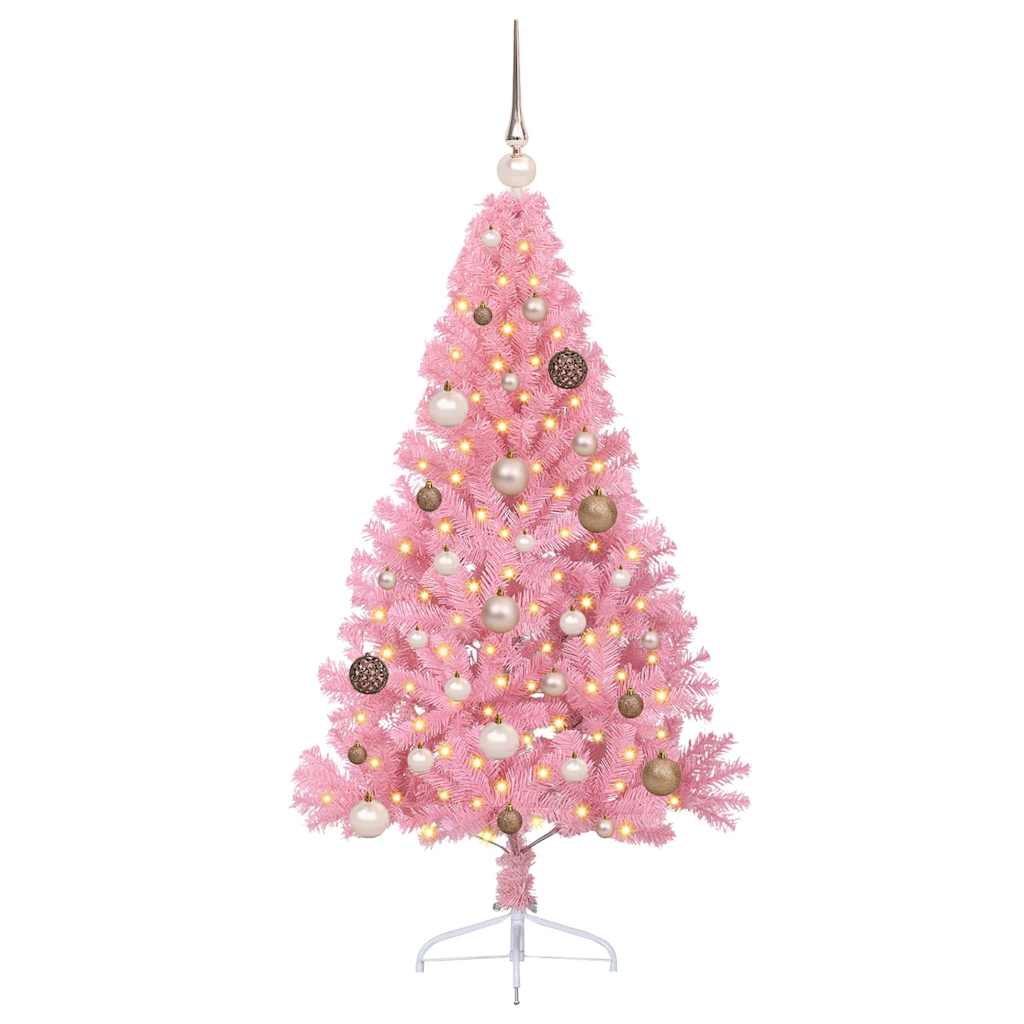 Albero di Natale artificiale con luci integrate Rosa 150 cm PVC