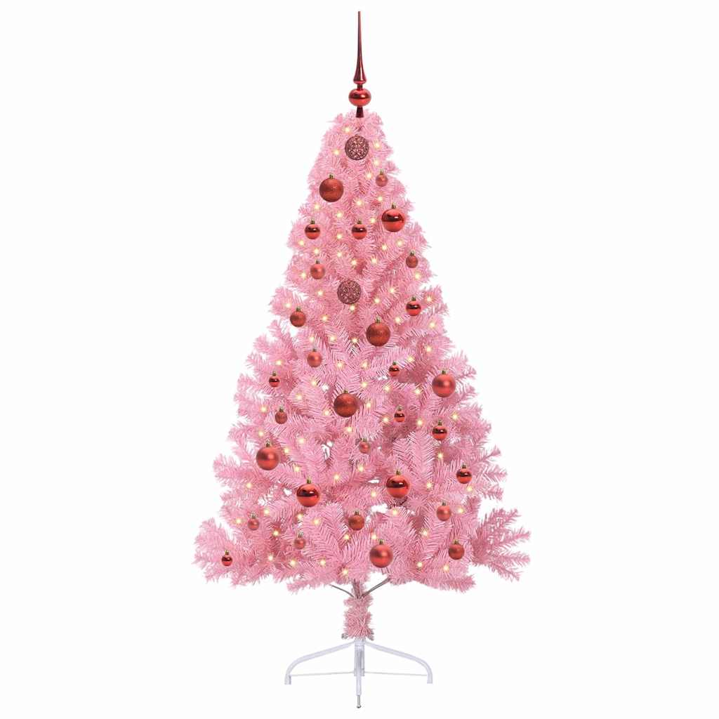 Albero di Natale artificiale con luci integrate Rosa 150 cm PVC