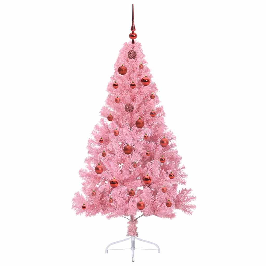 Albero di Natale artificiale con luci integrate Rosa 150 cm PVC