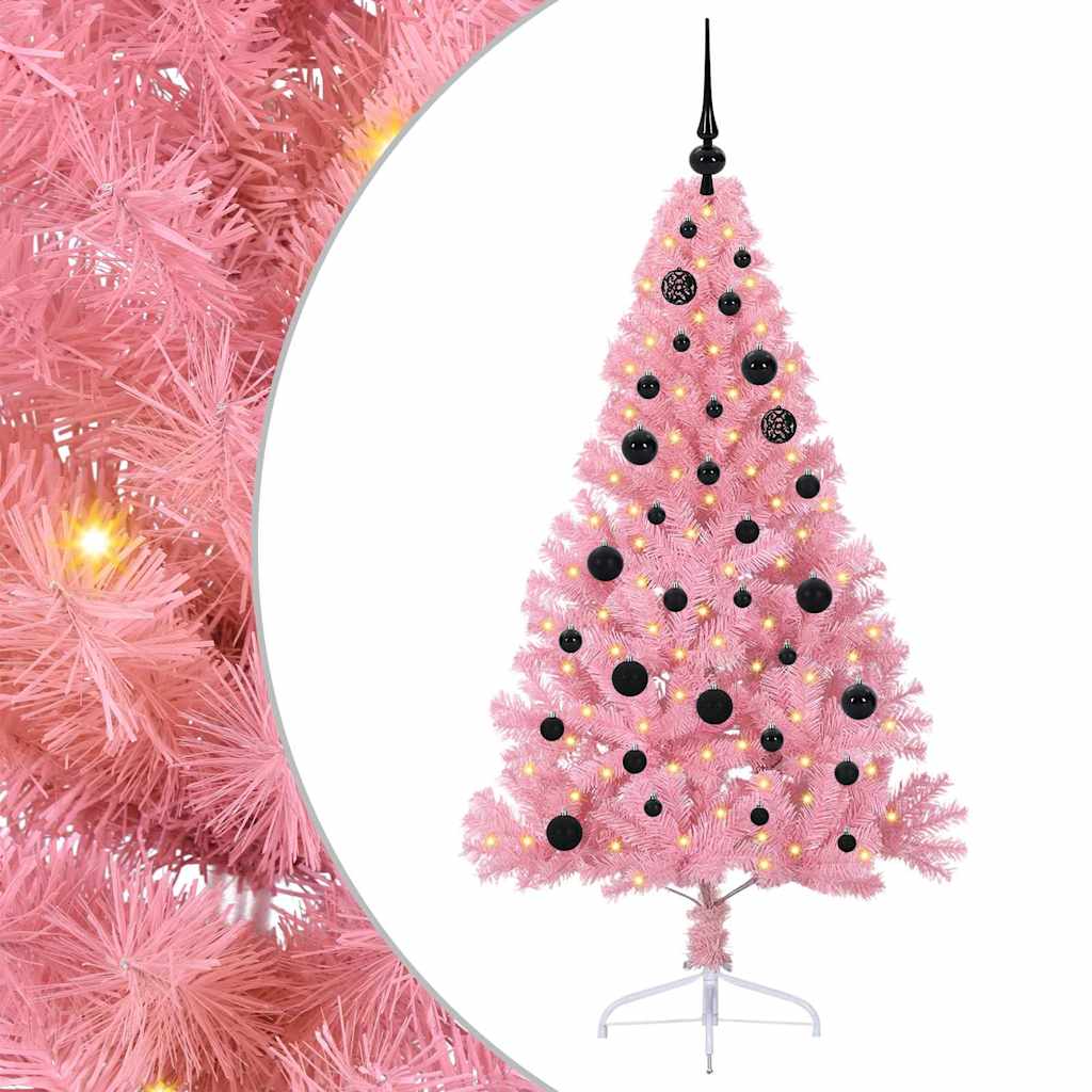 Albero di Natale artificiale con luci integrate Rosa 150 cm PVC