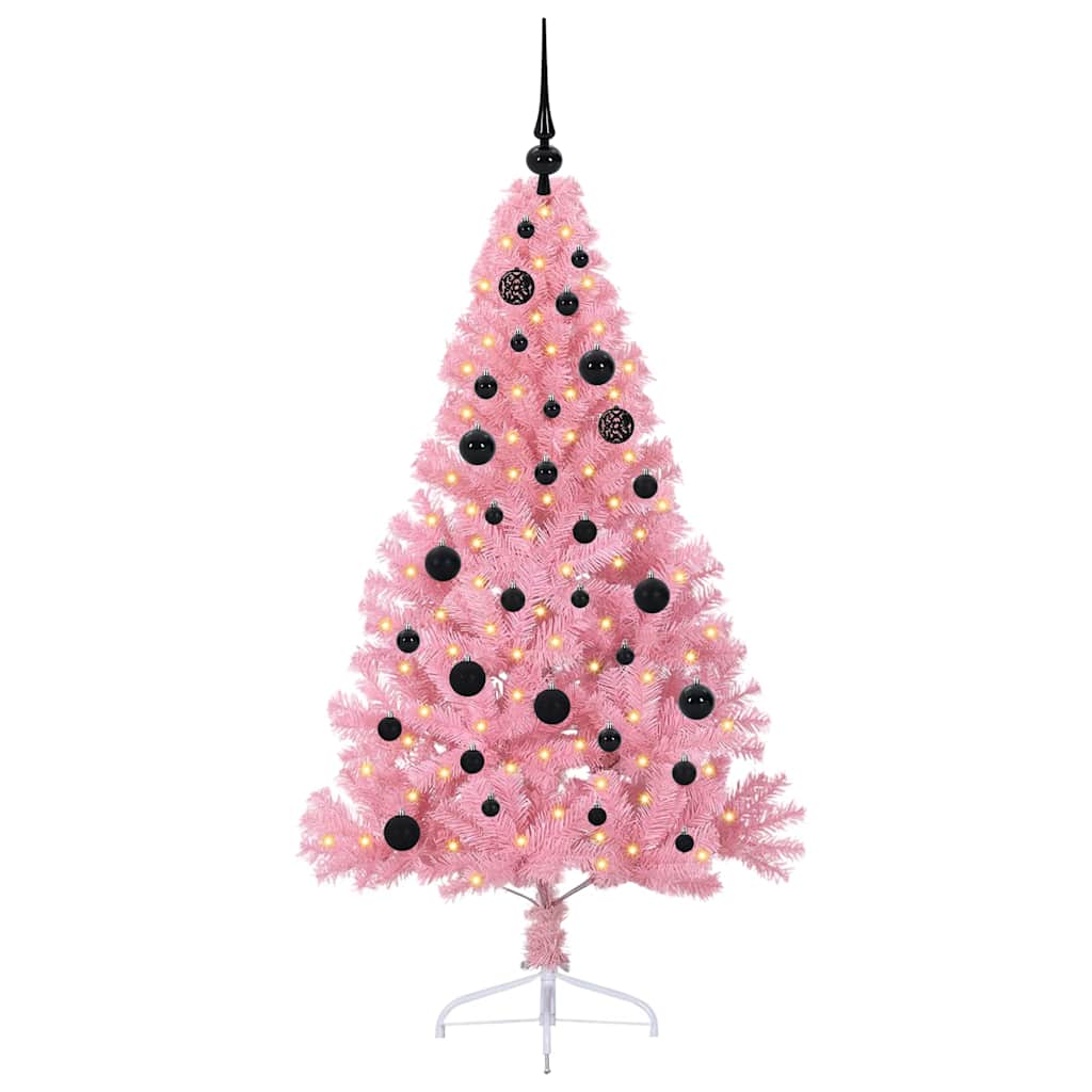 Albero di Natale artificiale con luci integrate Rosa 150 cm PVC