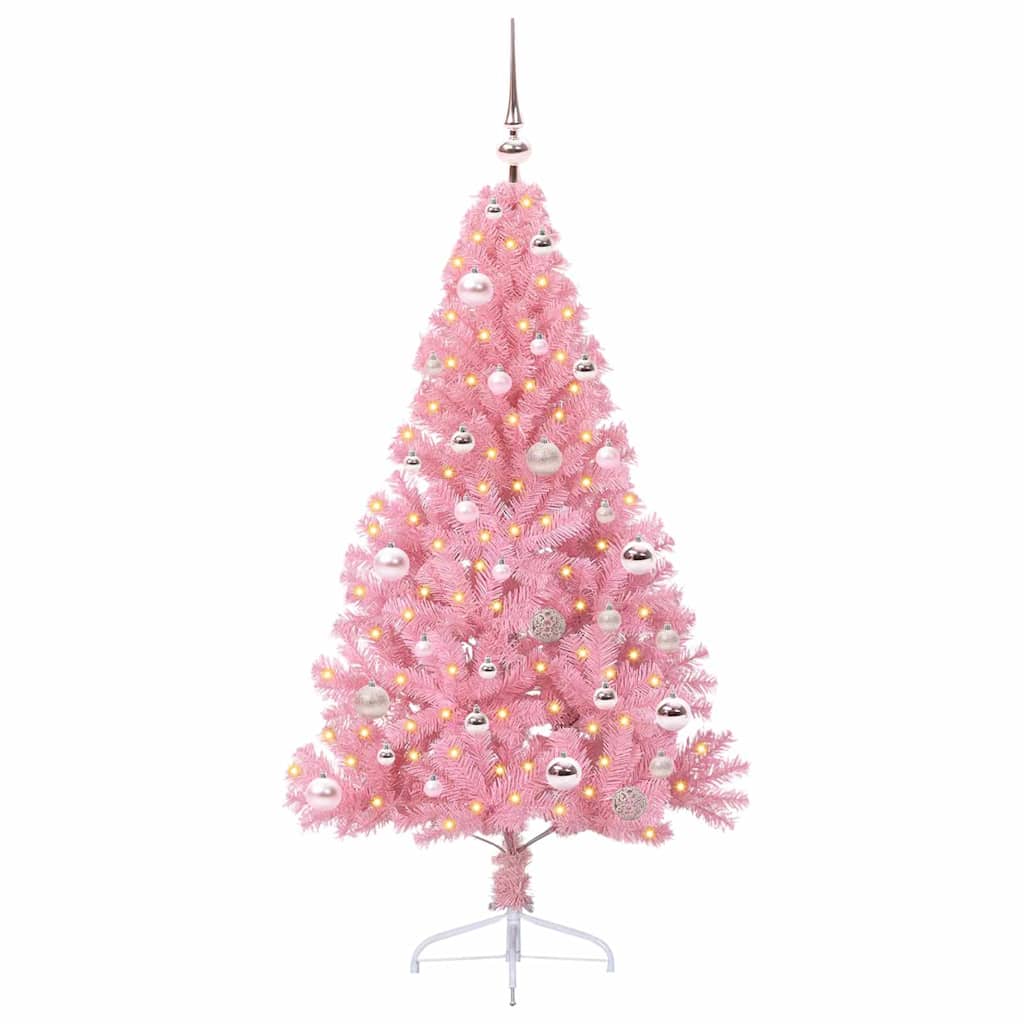 Albero di Natale artificiale con luci integrate Rosa 150 cm PVC