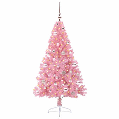 Albero di Natale artificiale con luci integrate Rosa 150 cm PVC