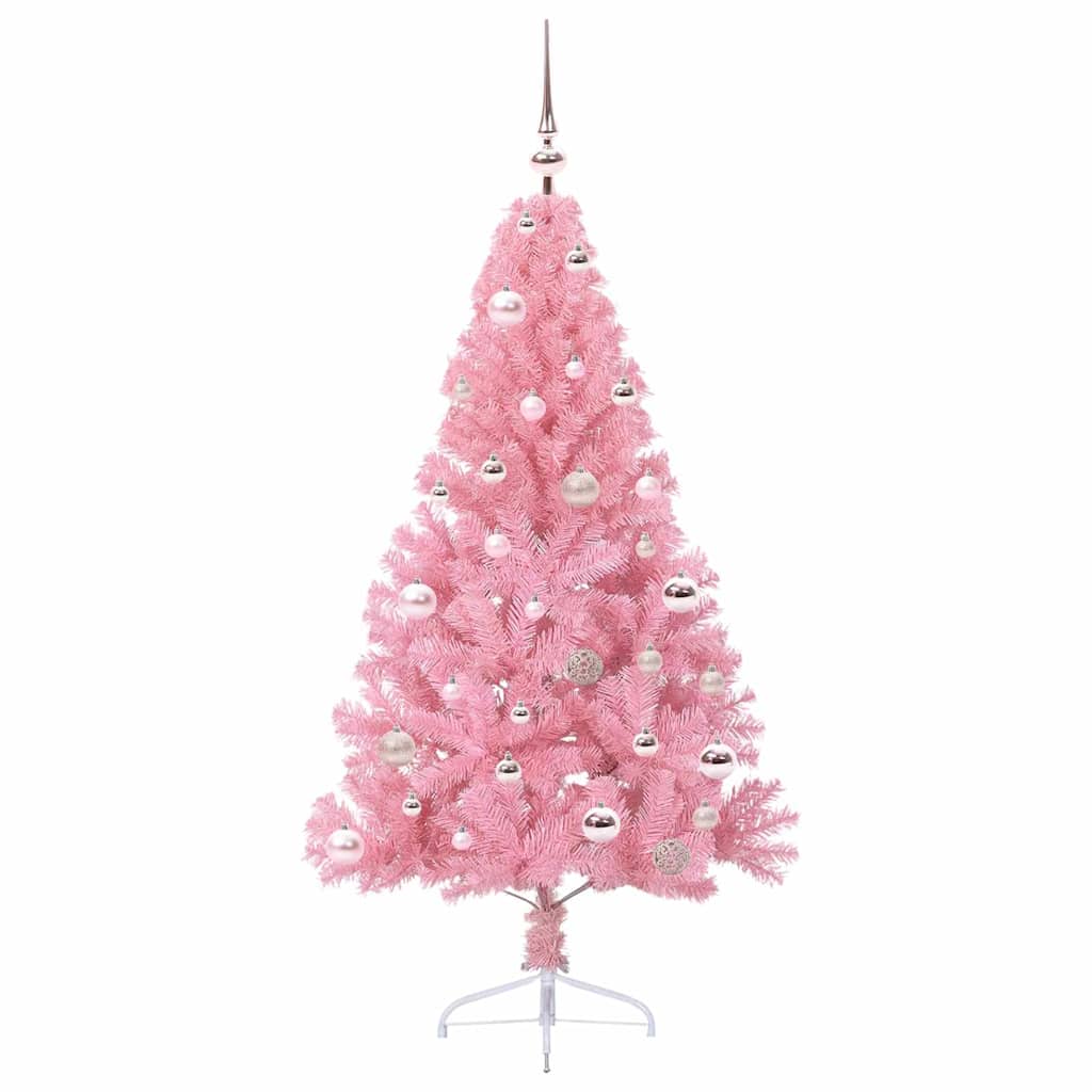 Albero di Natale artificiale con luci integrate Rosa 150 cm PVC