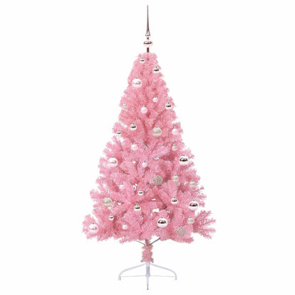 Albero di Natale artificiale con luci integrate Rosa 150 cm PVC
