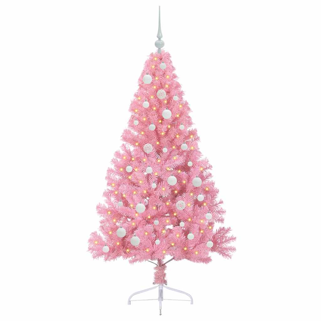 Albero di Natale artificiale con luci integrate Rosa 150 cm PVC