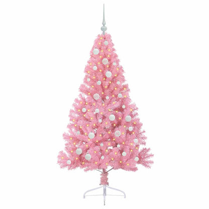 Albero di Natale artificiale con luci integrate Rosa 150 cm PVC