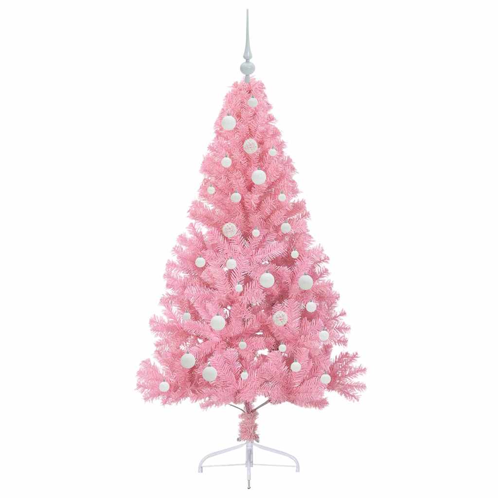 Albero di Natale artificiale con luci integrate Rosa 150 cm PVC
