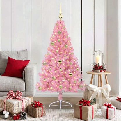 Albero di Natale artificiale con luci integrate Rosa 150 cm PVC