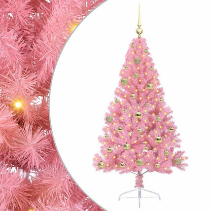 Albero di Natale artificiale con luci integrate Rosa 150 cm PVC