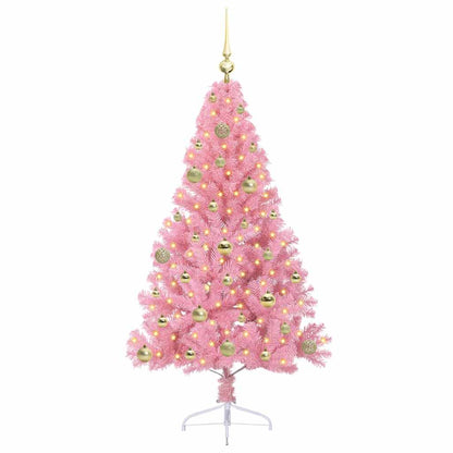 Albero di Natale artificiale con luci integrate Rosa 150 cm PVC