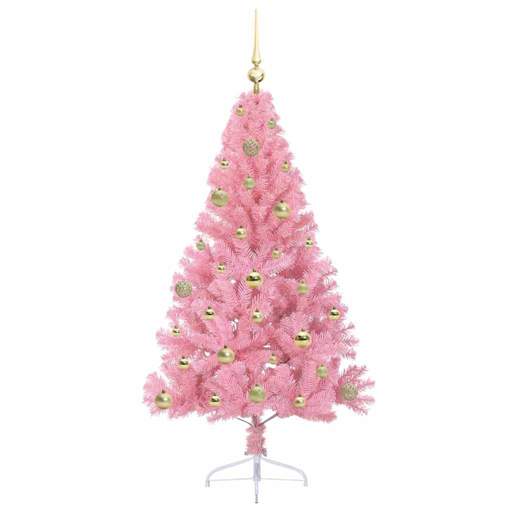 Albero di Natale artificiale con luci integrate Rosa 150 cm PVC