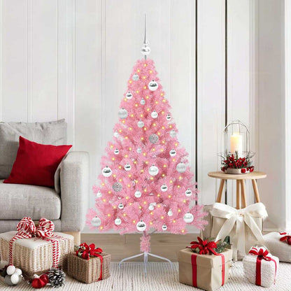 Albero di Natale artificiale con luci integrate Rosa 150 cm PVC