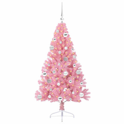 Albero di Natale artificiale con luci integrate Rosa 150 cm PVC