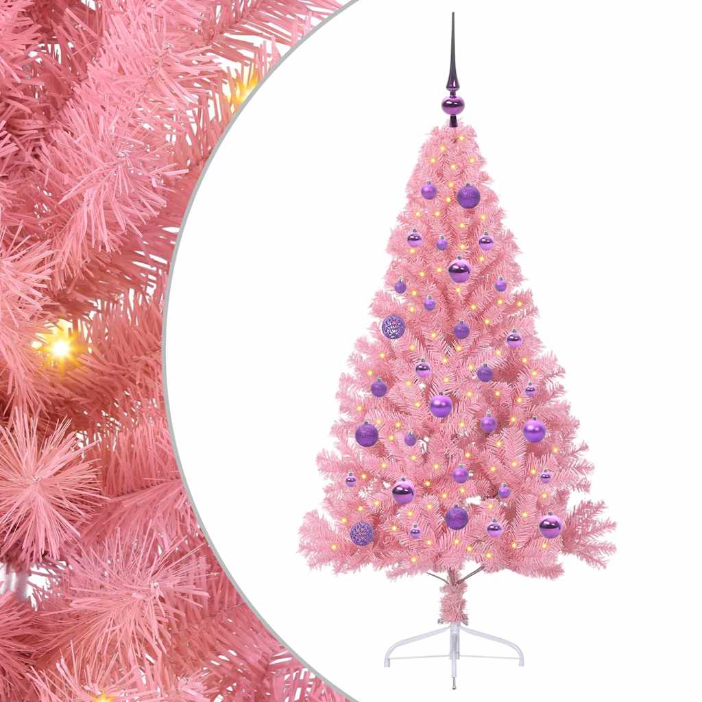 Albero di Natale artificiale con luci integrate Rosa 150 cm PVC