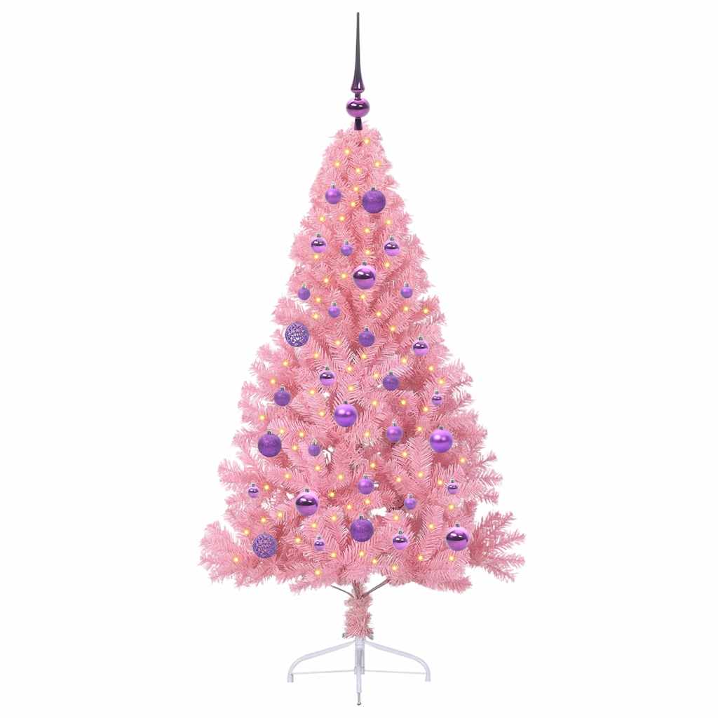 Albero di Natale artificiale con luci integrate Rosa 150 cm PVC