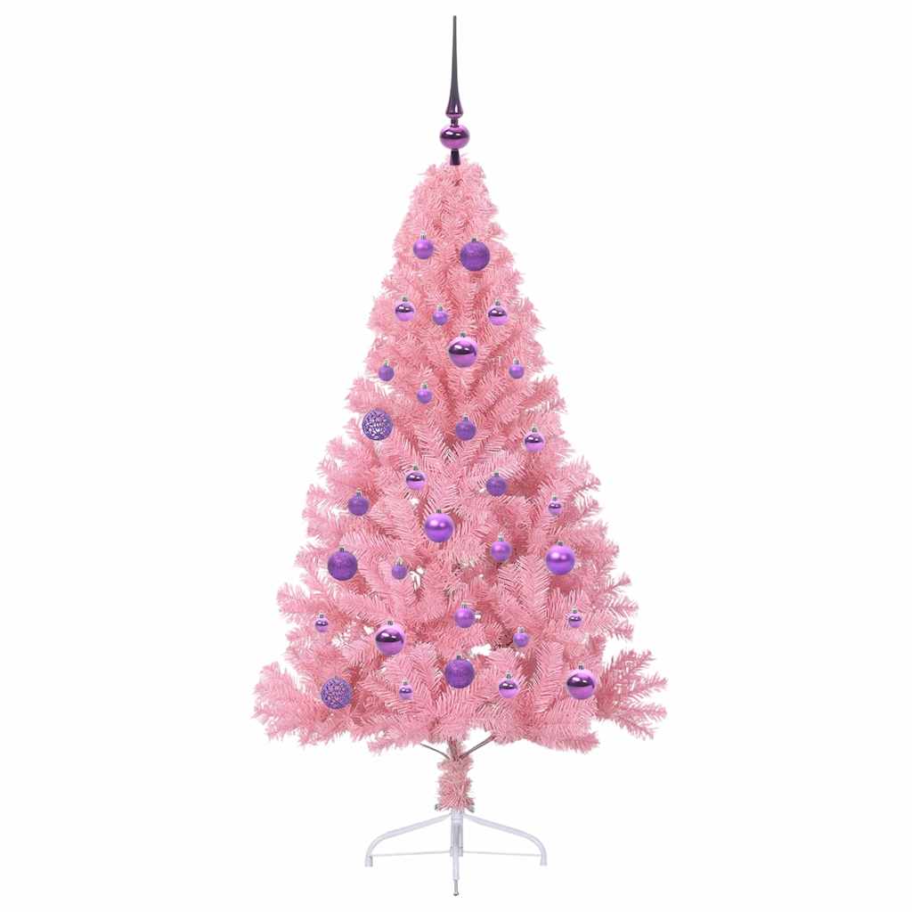 Albero di Natale artificiale con luci integrate Rosa 150 cm PVC