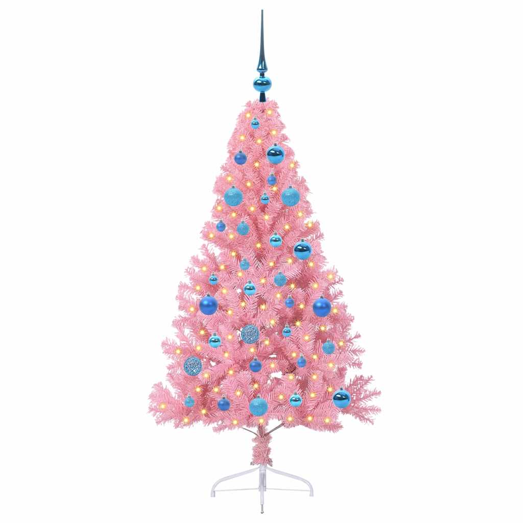 Albero di Natale artificiale con luci integrate Rosa 150 cm PVC