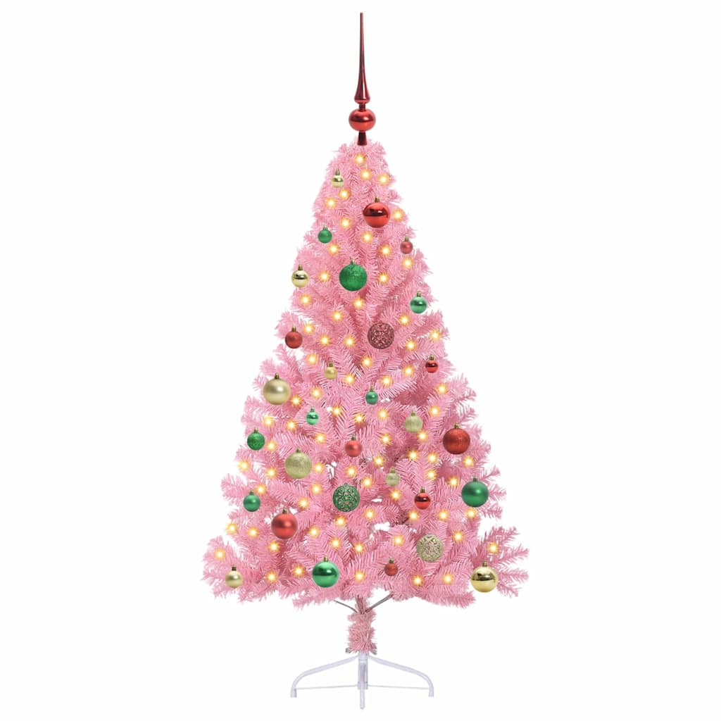 Albero di Natale artificiale con luci integrate Rosa 150 cm PVC