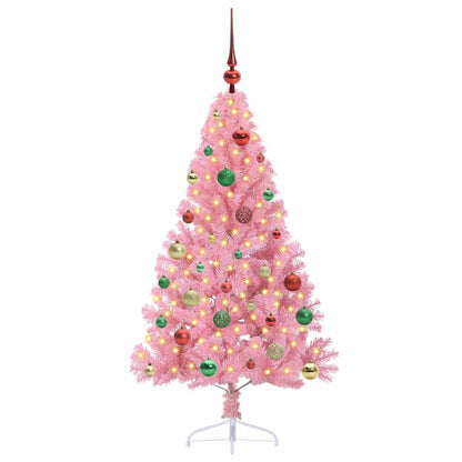 Albero di Natale artificiale con luci integrate Rosa 150 cm PVC