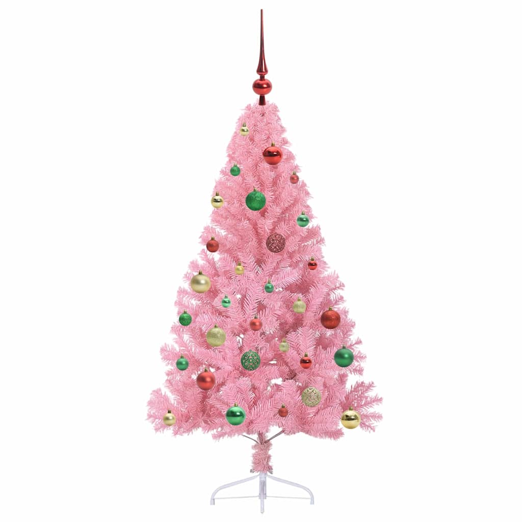 Albero di Natale artificiale con luci integrate Rosa 150 cm PVC