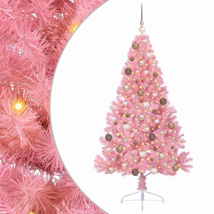 Albero di Natale artificiale con luci integrate Rosa 180 cm PVC