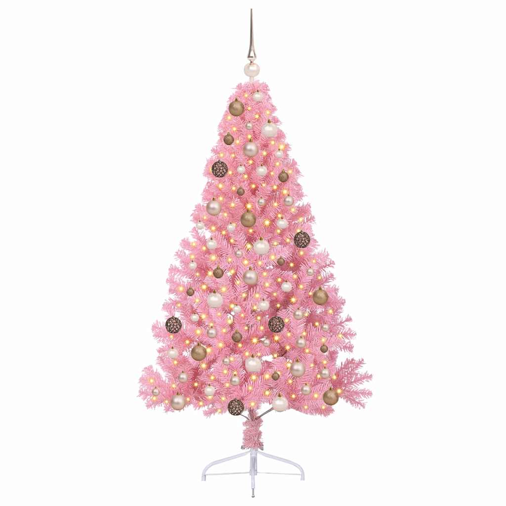 Albero di Natale artificiale con luci integrate Rosa 180 cm PVC
