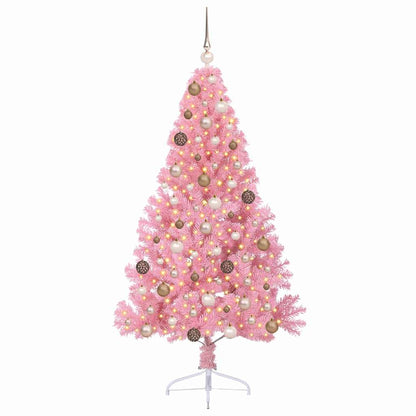 Albero di Natale artificiale con luci integrate Rosa 180 cm PVC