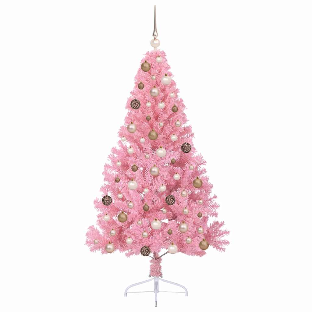 Albero di Natale artificiale con luci integrate Rosa 180 cm PVC