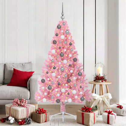 Albero di Natale artificiale con luci integrate Rosa 180 cm PVC