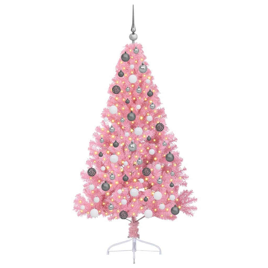 Albero di Natale artificiale con luci integrate Rosa 180 cm PVC