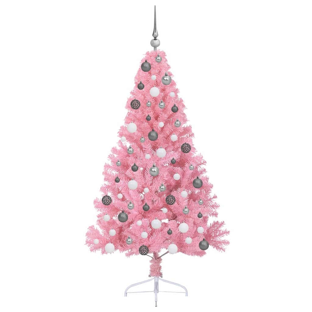 Albero di Natale artificiale con luci integrate Rosa 180 cm PVC