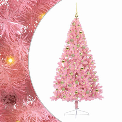Albero di Natale artificiale con luci integrate Rosa 180 cm PVC