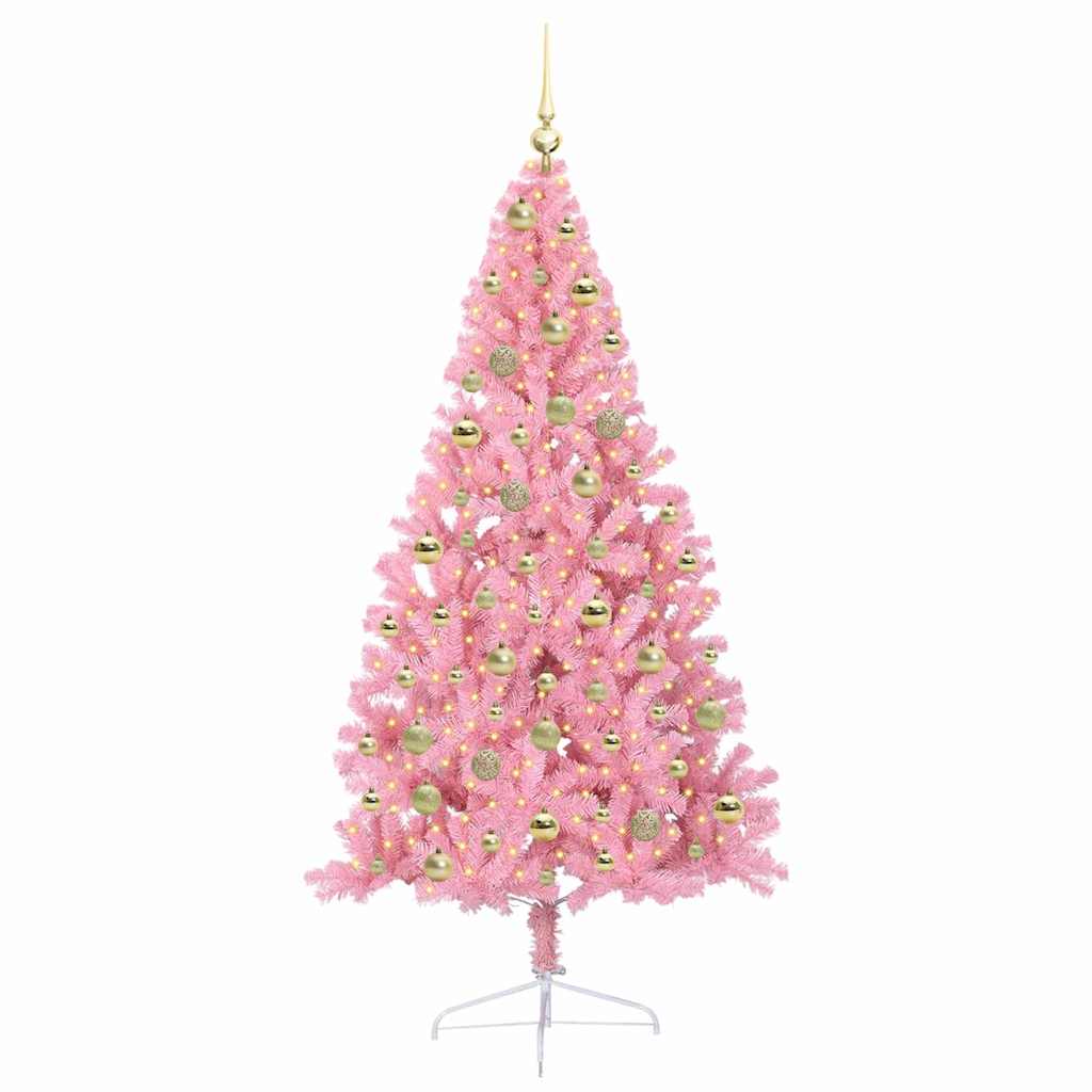 Albero di Natale artificiale con luci integrate Rosa 180 cm PVC