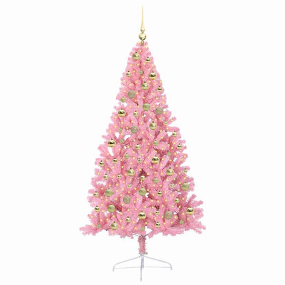 Albero di Natale artificiale con luci integrate Rosa 180 cm PVC