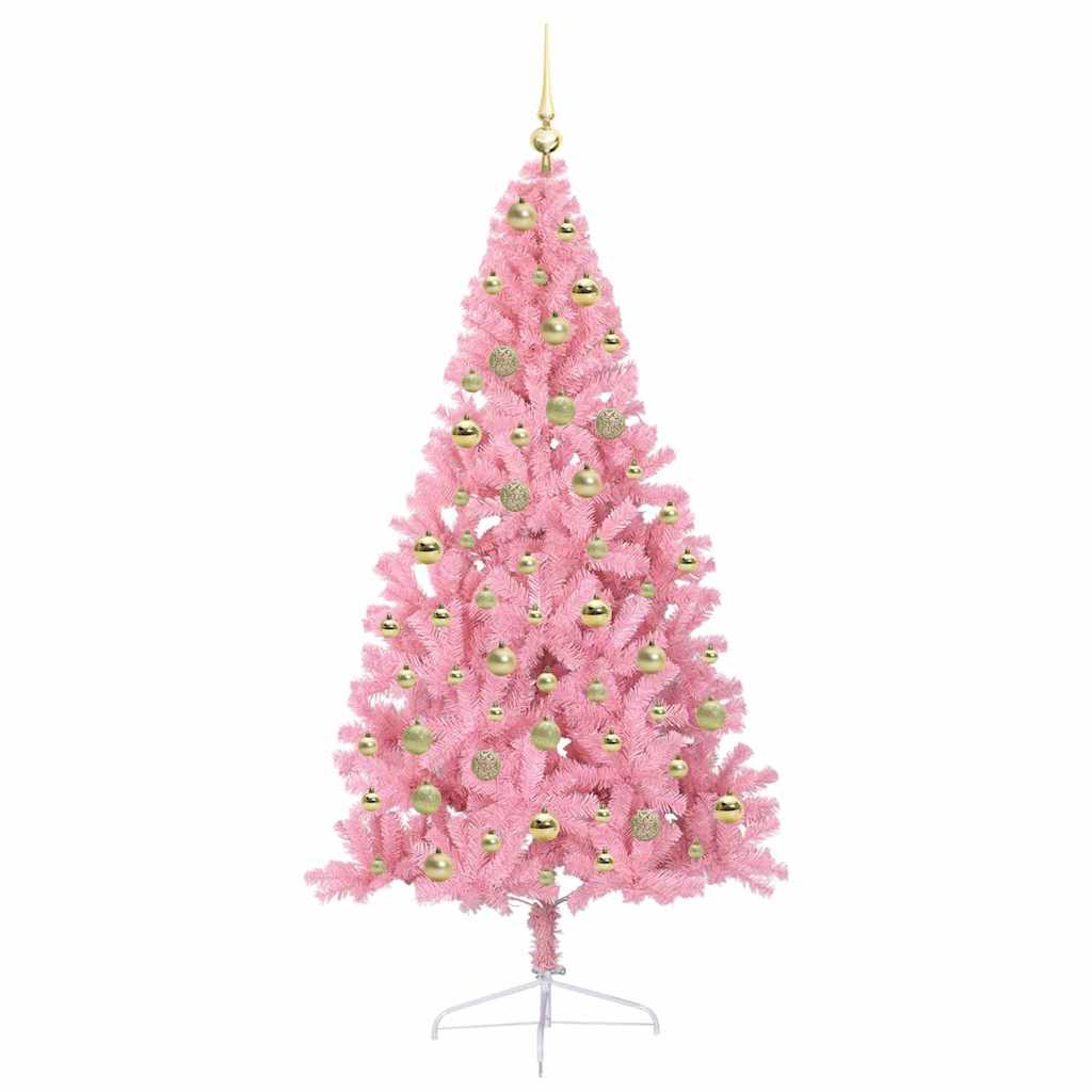 Albero di Natale artificiale con luci integrate Rosa 180 cm PVC