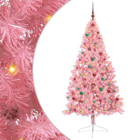 Albero di Natale artificiale con luci integrate Rosa 180 cm PVC