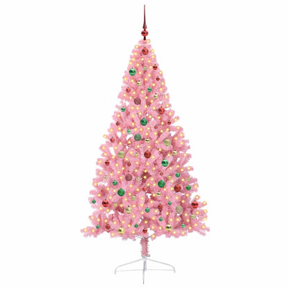 Albero di Natale artificiale con luci integrate Rosa 180 cm PVC